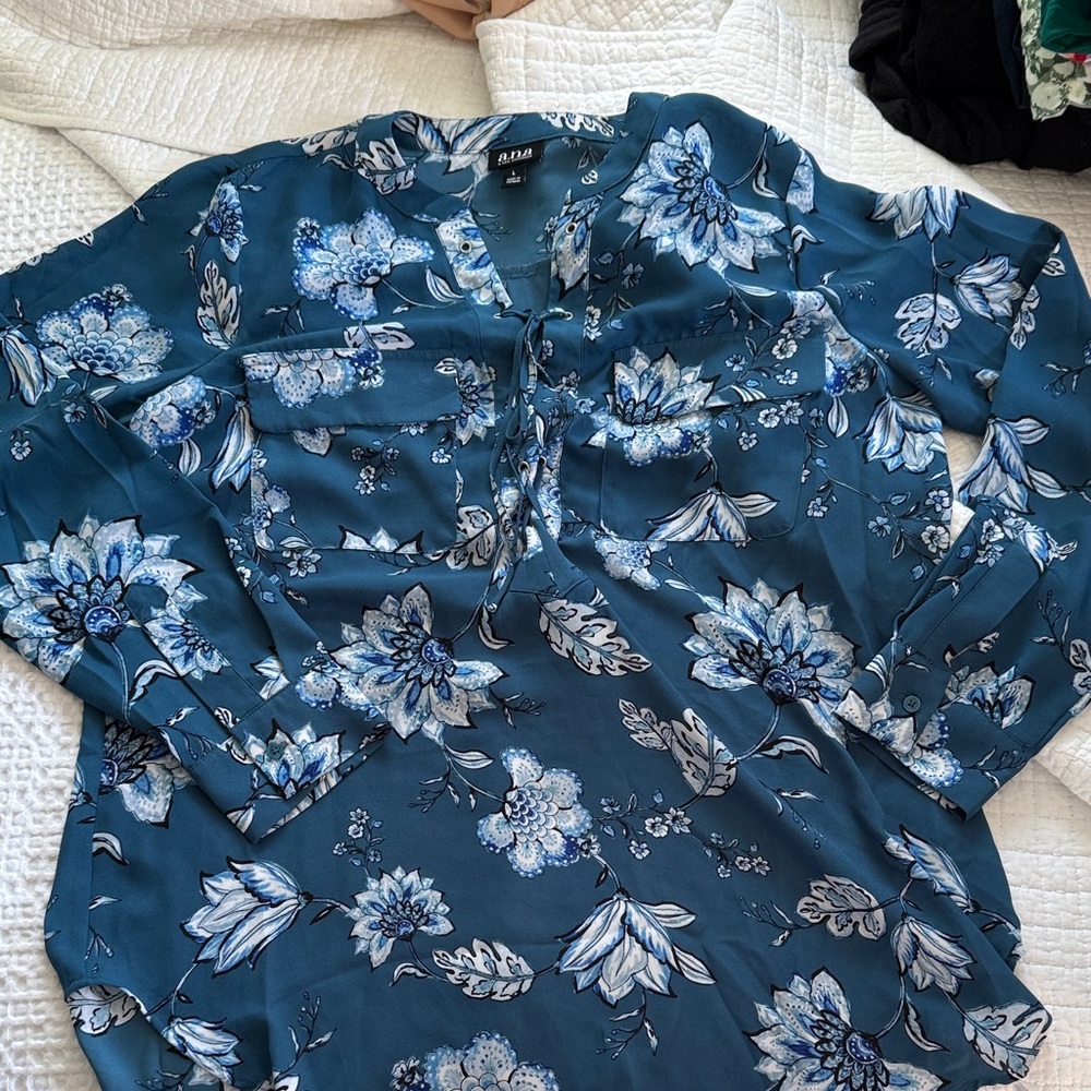 Lace Up Blue Floral Top